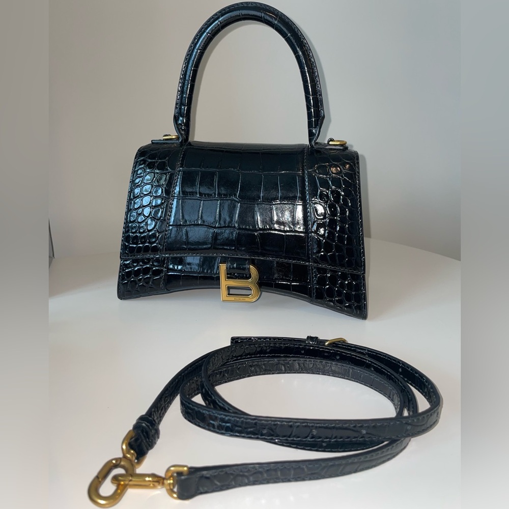 Balenciaga Small Hourglass Purse - Black/Gold